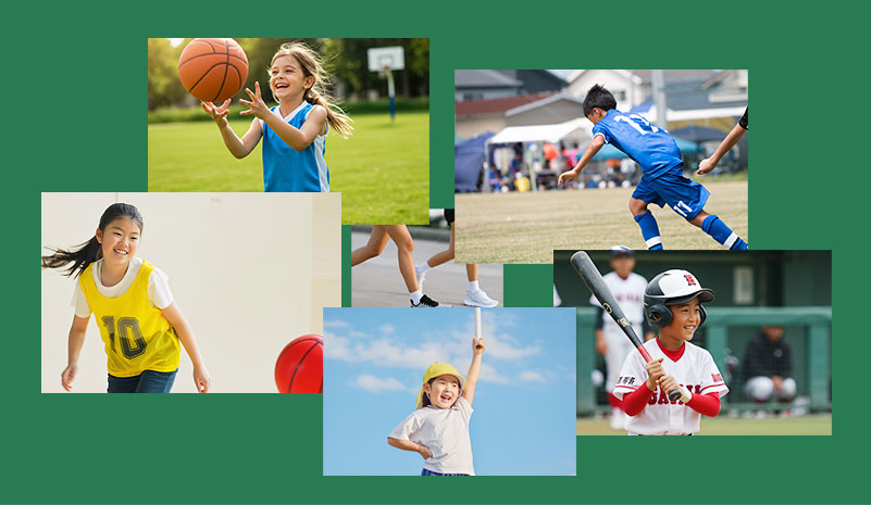 スポーツをする子ども・小学生|部活や運動会に頑張る子どものイメージ